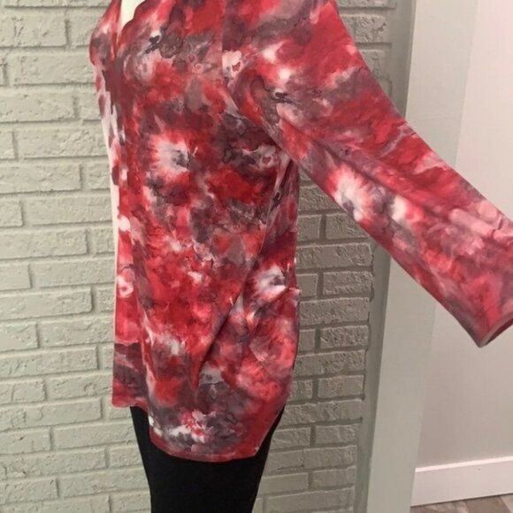 One World Women Tie Dye V-Neck Live and Let Live Long Sleeve Tunic Top Size L - Picture 5 of 10